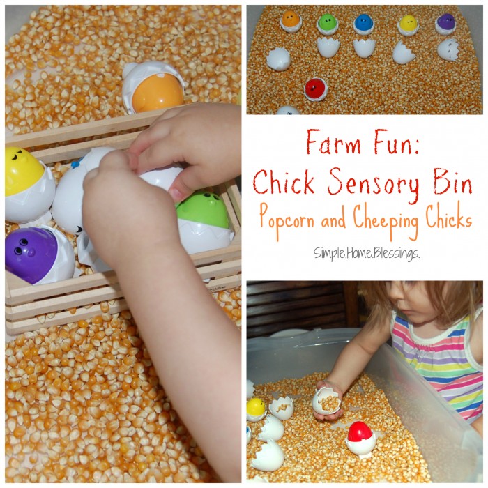 Chick Sensory Bin - Popcorn and Cheeping Chicks
