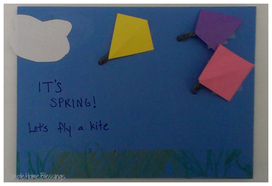 Toddler Craft for Spring Let's Fly a Kite Post Card