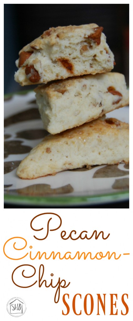 Easy recipe for pecan cinnamon-chip scones. put together all the ingredients and have them prepped by the time the oven pre-heats.