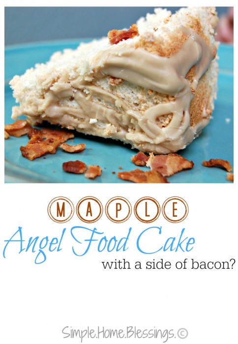Maple Angel Food Cake with Maple Icing (and bacon)