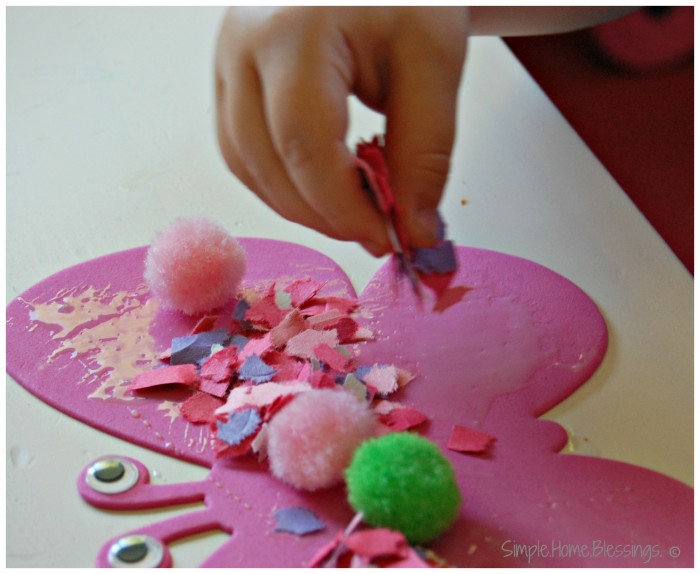 Butterfly Craft for Toddlers - pom poms and confetti
