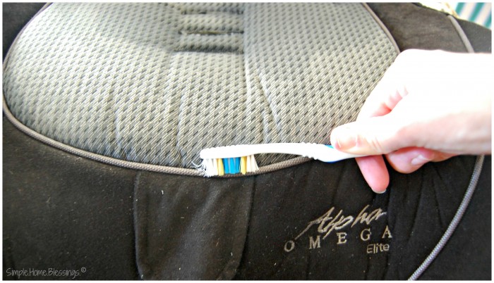 Cleaning Child's Car Seats, toothbrush tool