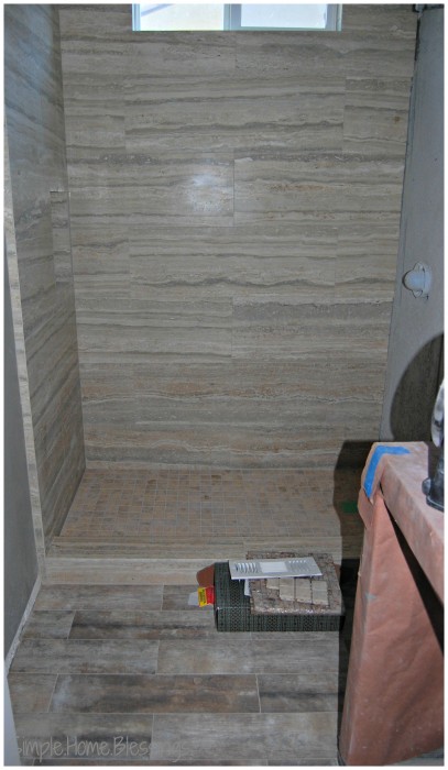 seven year itch Powder Bathroom Remodel - shower and floor done