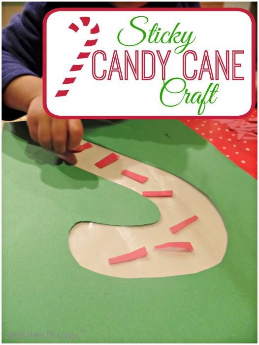 Simple sticky candy cane craft for toddlers and preschoolers