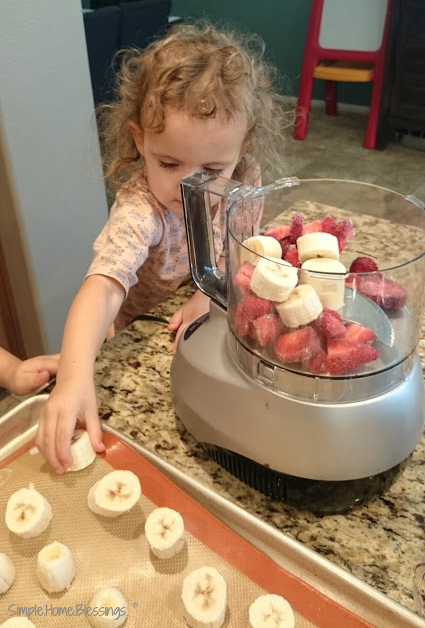 Strawberry Banana Ice Cream - a recipe to get kids in the kitchen this summer