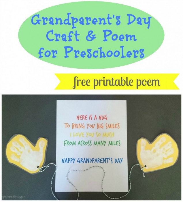 Grandparent's Day craft and poem for preschoolers