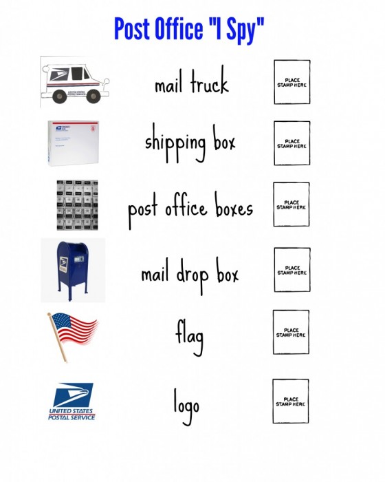 post office "I Spy" for preschoolers