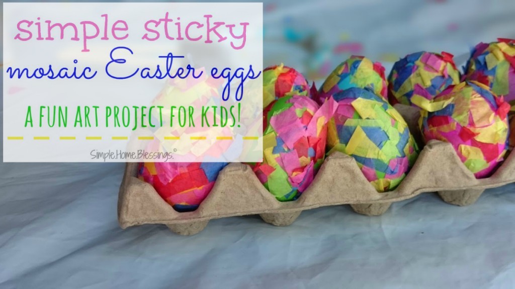 simple sticky mosaic Easter egg art project for kids 