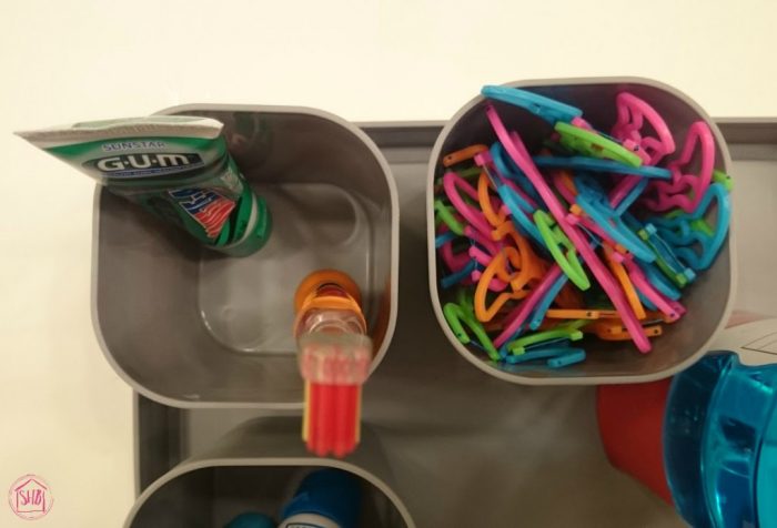 Organizing oral Hygiene supplies for kids, encouraging tooth brushing habits