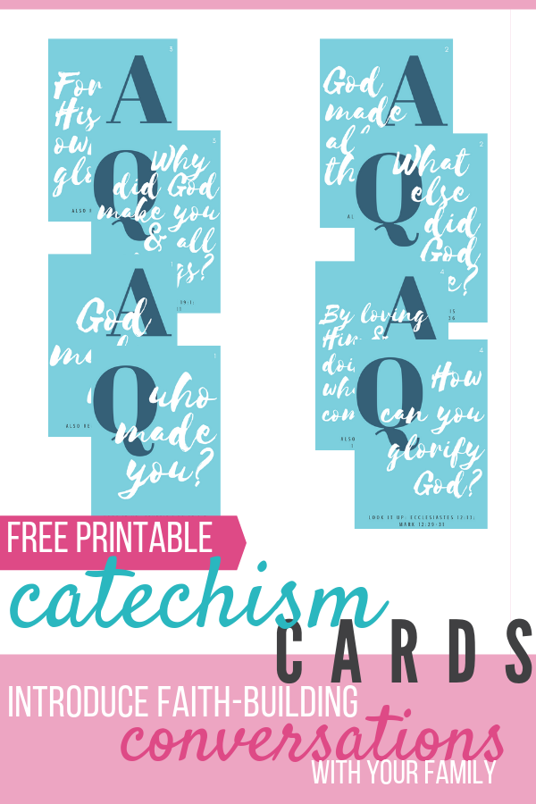 simple catechism cards to help memorize and review catechism during morning time (gathering)