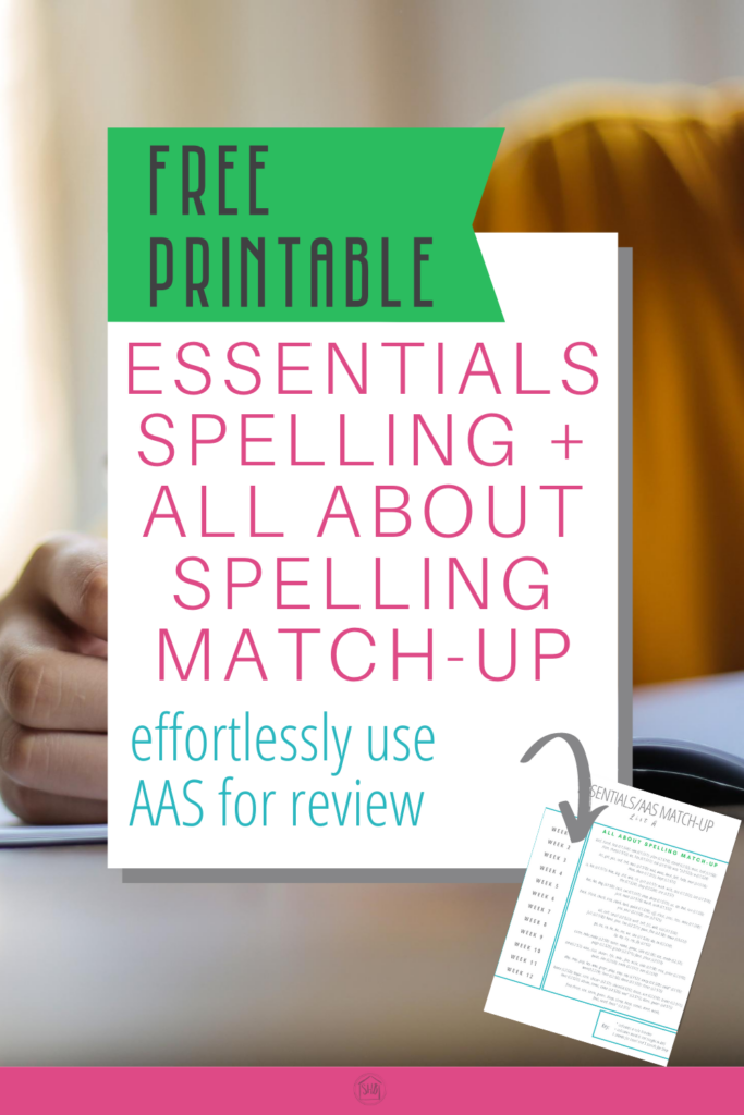 match-up for Classical Conversations Essentials spelling lists and All About Spelling - review the strategies behind the lists 
