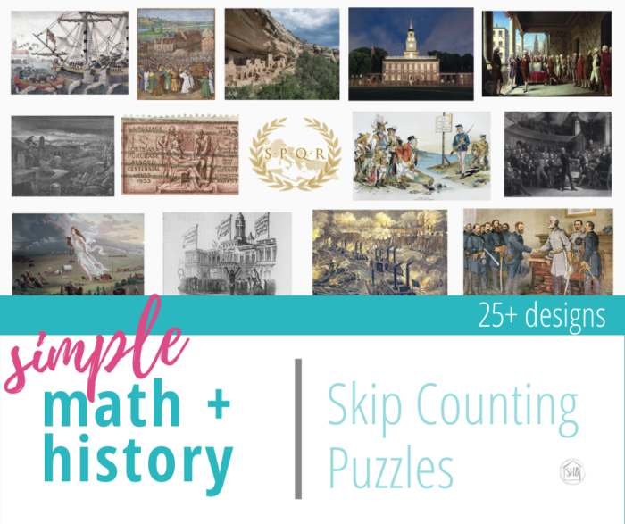 Unique, beautiful math + history puzzles use art pieces to help students learn math facts and skip counting