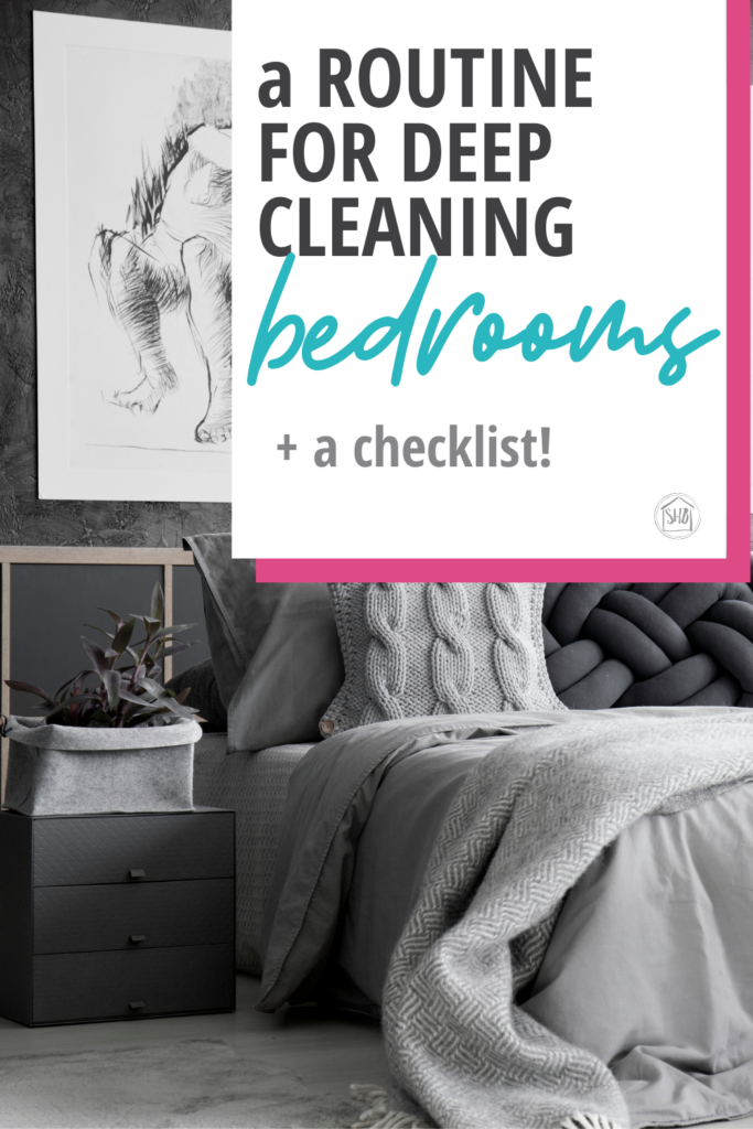 a printable deep cleaning checklist for your bedroom. Get your bedroom clean quick with this simple checklist