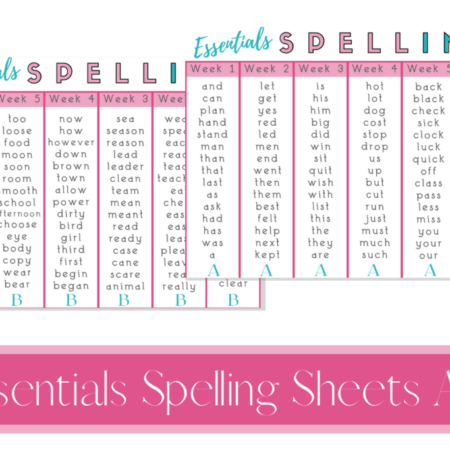 Essentials Spelling Lists, A/B